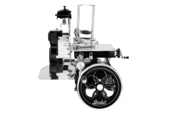 Affettatrice a volano tribute acciaio colore nero con decoro argento Berkel