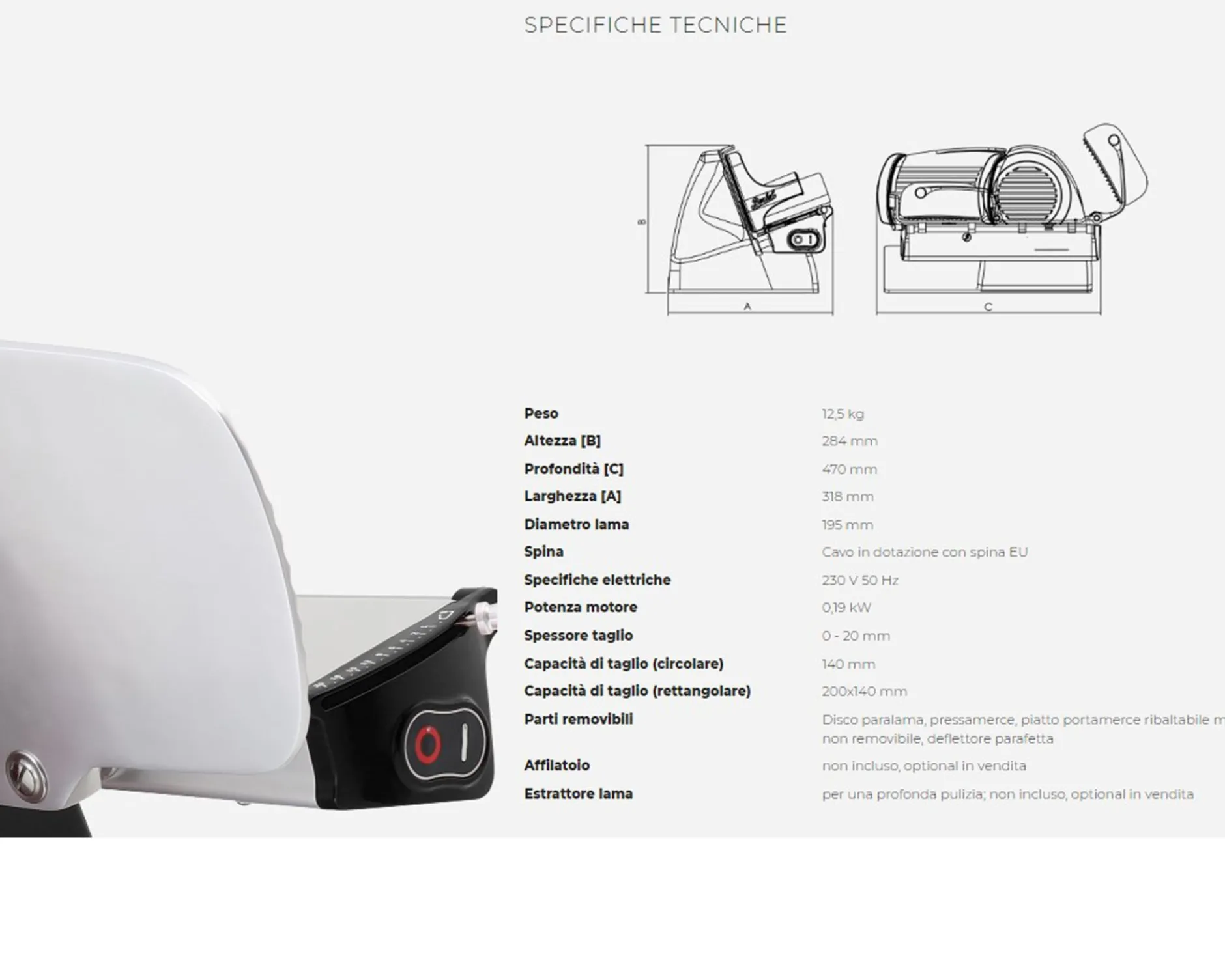 Affettatrice elettrica home line plus 200 acciaio colore nero Berkel