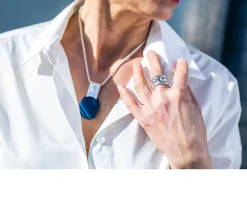 Anello aqua argento con borchie Selezione zanolli