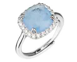 Anello argento con cubic zirconia e pietra idrotermale azzurra Sovrani