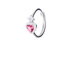 Anello argento con cuore zircone rubino Sovrani