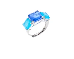 Anello argento con zirconi acquamarina e zircone topazio Sovrani