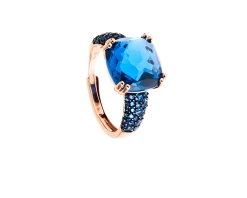 Anello argento rosè con zircone zaffiro Sovrani