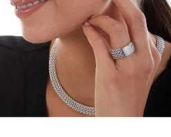 Anello chicco argento con pavè di zirconi bianchi Unoaerre