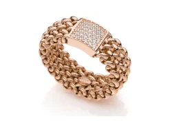 Anello chicco argento rosè con pavè di zirconi Unoaerre