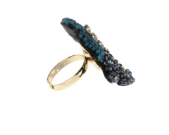 Anello con cristalli e perline blu Ottaviani