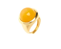 Anello crystal magic ottone con pietra occhio di gatto gialla Sovrani