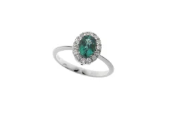 Anello oro 750‰ con smeraldo e diamanti Selezione zanolli