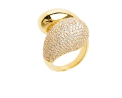 Anello ottone finitura oro e zirconi Sovrani