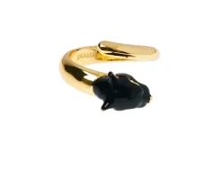 Anello pantera in bronzo dorato e smalto nero Unoaerre