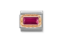 Baguette rosso composable acciaio e oro rosa Nomination
