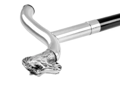 Bastone da passeggio cavallo in metallo con impugnatura in silver plated Selezione zanolli