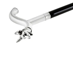 Bastone da passeggio lupo in metallo con impugnatura in silver plated Selezione zanolli