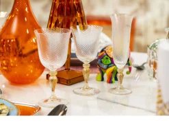 Bicchiere acqua 92/18 vetro di murano gambo d'oro Nasonmoretti