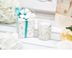 Bicchiere portacandela bianco vaniglia con ciuffo portaconfetti Selezione zanolli