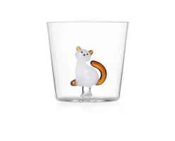 Bicchiere tumbler tabby cat gatto bianco coda ambra Ichendorf