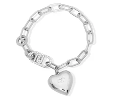Bracciale acciaio catena con cuore chiusura logo con zirconi Liu jo