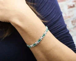 Bracciale argento con cubic zirconia e zircone smeraldo Sovrani