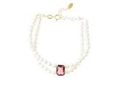 Bracciale argento con perle di fiume e cristallo vinaccia Selezione zanolli