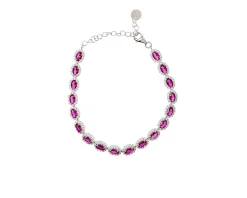 Bracciale argento con zirconi bianchi e rubino Sovrani