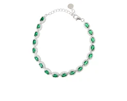 Bracciale argento con zirconi bianchi e smeraldo Sovrani