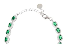 Bracciale argento con zirconi bianchi e smeraldo Sovrani