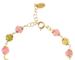 Bracciale argento dorato con agata e giada rosa/verde Selezione zanolli