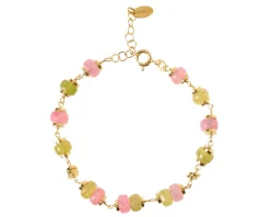 Bracciale argento dorato con agata e giada rosa/verde Selezione zanolli