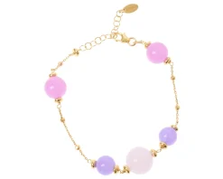 Bracciale argento dorato con ametista, giada e cristallo Selezione zanolli