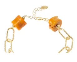 Bracciale argento dorato con bamboo arancio Selezione zanolli