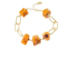 Bracciale argento dorato con bamboo arancio Selezione zanolli