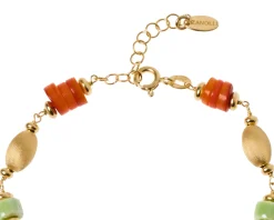 Bracciale argento dorato con madreperla, ceramica e selenite Selezione zanolli