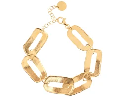 Bracciale argento dorato con ovali piatti satinati Selezione zanolli