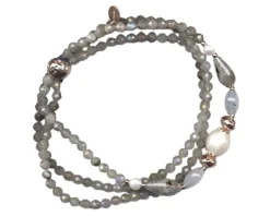 Bracciale argento rose' con labradorite perla e acquamarina Luisa della salda