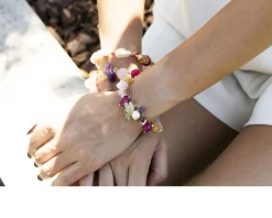 Bracciale argento rosè perle e quarzi multicolore Luisa della salda