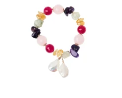 Bracciale argento rosè perle e quarzi multicolore Luisa della salda