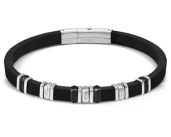 Bracciale city energy acciaio e caucciu con zirconi Nomination