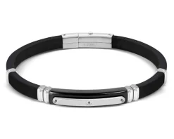 Bracciale city energy acciaio e caucciu con zirconi Nomination