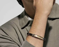 Bracciale city energy acciaio e caucciu con zirconi Nomination