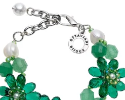 Bracciale con perle, cristalli e perline verdi Ottaviani