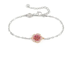 Bracciale crysalis argento dorato con fiore di zirconi rosa Nomination