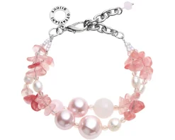 Bracciale 2 fili con agata, perle e quarzo rosa Ottaviani