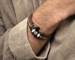 Bracciale flare vetro di murano smalto bianco e pelle verde Murrina murano venezia