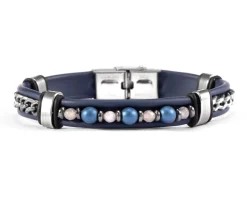 Bracciale melt vetro di murano ematite e silicone blu Murrina murano venezia
