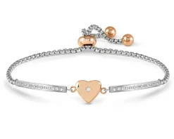 Bracciale milleluci acciaio con cuore rosè e zirconi Nomination