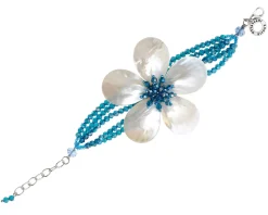 Bracciale multifilo con cristalli blu e fiore madreperla Ottaviani