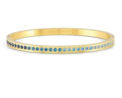 Bracciale pretty bangles acciaio dorato con zirconi azzurri Nomination