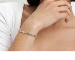 Bracciale pretty bangles acciaio dorato con zirconi azzurri Nomination