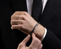 Bracciale split vetro di murano acciaio nero e silicone Murrina murano venezia