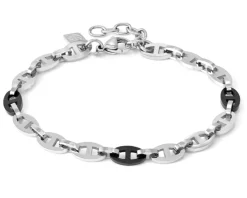 Bracciale strong diamond acciaio con inserti neri Nomination